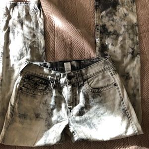 Distressed True Religion Ricky Straight Jeans, 33